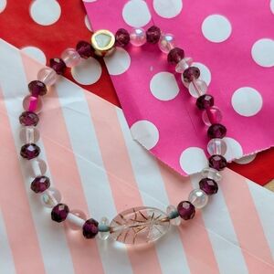 Purple Beaded Valentine's Day Stretch Bracelet